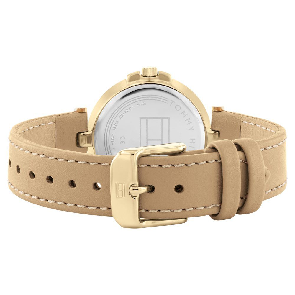 Tommy Hilfiger Quartz Analog Beige Dial Leather Strap Watch For Women