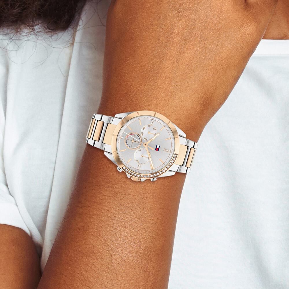 Tommy Hilfiger Quartz Multifunction Grey Dial Stainless Steel Strap Watch For Women