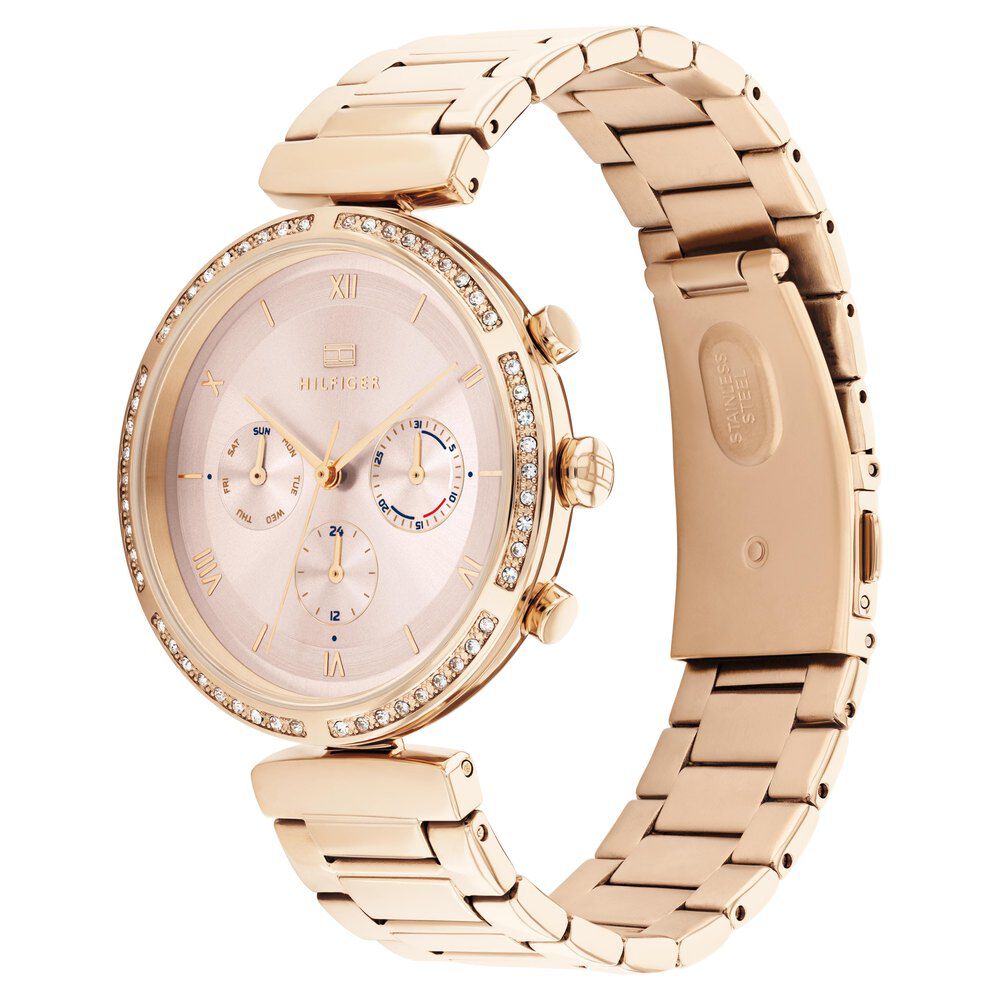 Tommy Hilfiger Quartz Multifunction Pink Dial Stainless Steel Strap Watch For Women