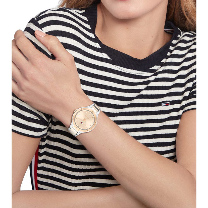 Tommy Hilfiger Quartz Analog Rose Gold Dial Stainless Steel Strap Watch For Women