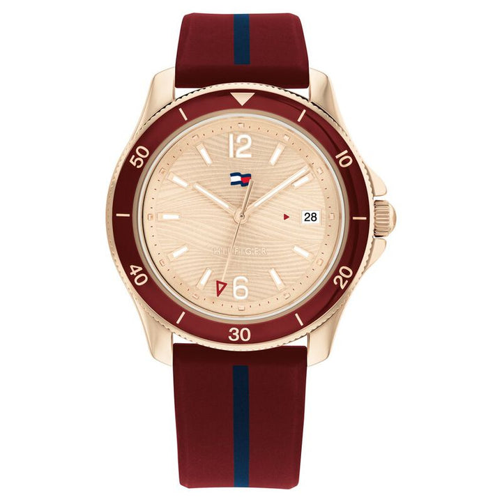 Tommy Hilfiger Quartz Analog Rose Gold Dial Silicone Strap Watch For Women