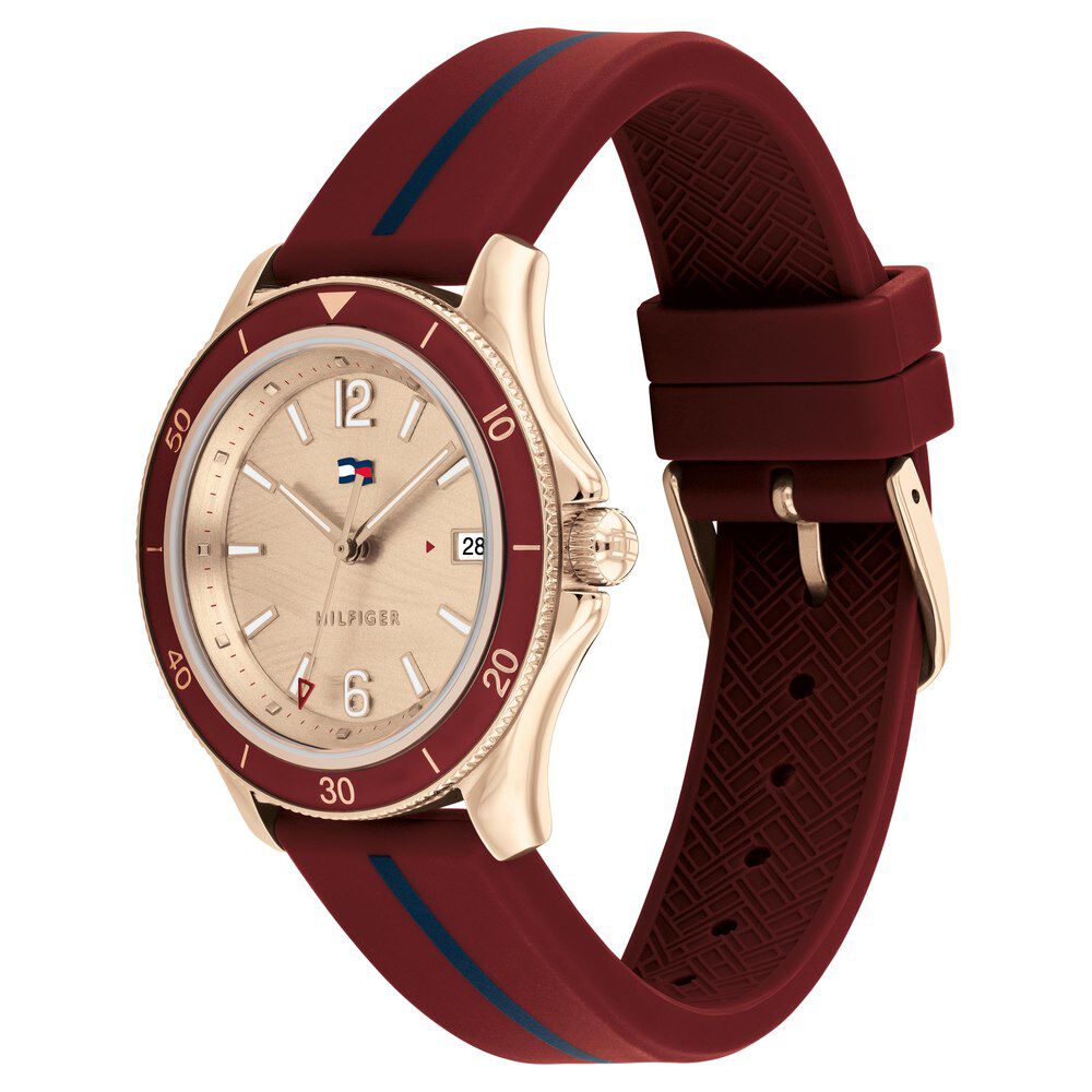Tommy Hilfiger Quartz Analog Rose Gold Dial Silicone Strap Watch For Women