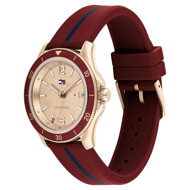 Tommy Hilfiger Quartz Analog Rose Gold Dial Silicone Strap Watch For Women