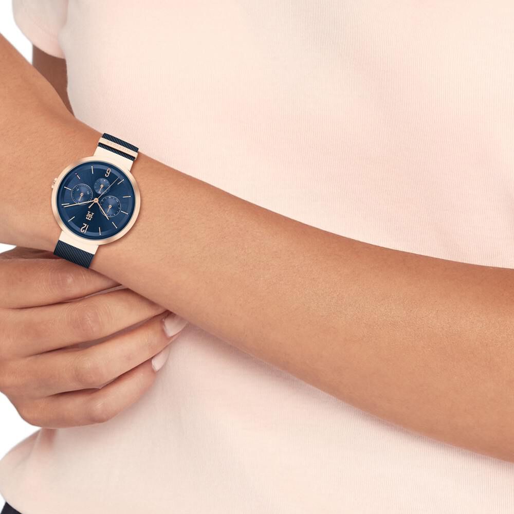 Tommy Hilfiger Quartz Analog Blue Dial Stainless Steel Strap Watch For Women