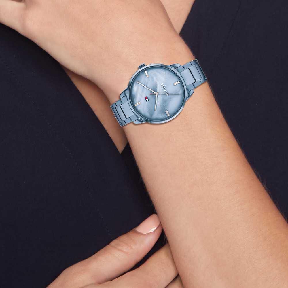 Tommy Hilfiger Quartz Analog Blue Dial Stainless Steel Strap Watch for Women NETH1782547