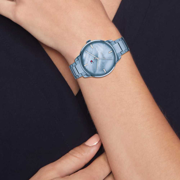 Tommy Hilfiger Quartz Analog Blue Dial Stainless Steel Strap Watch for Women NETH1782547
