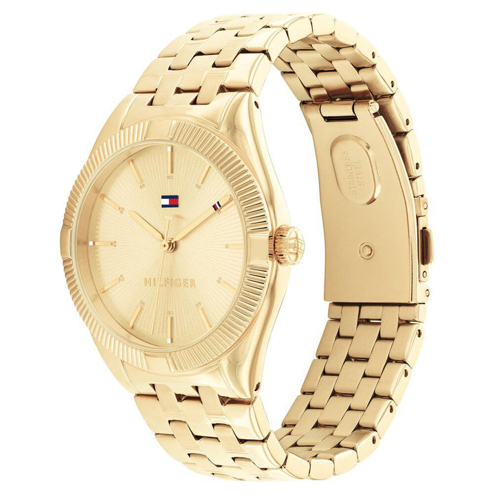 Tommy Hilfiger Quartz Analog Golden Dial Stainless Steel Strap Watch For Women