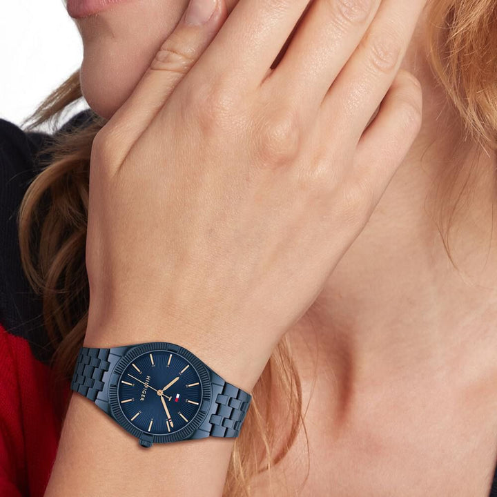 Tommy Hilfiger Quartz Analog Blue Dial Stainless Steel Strap Watch For Women