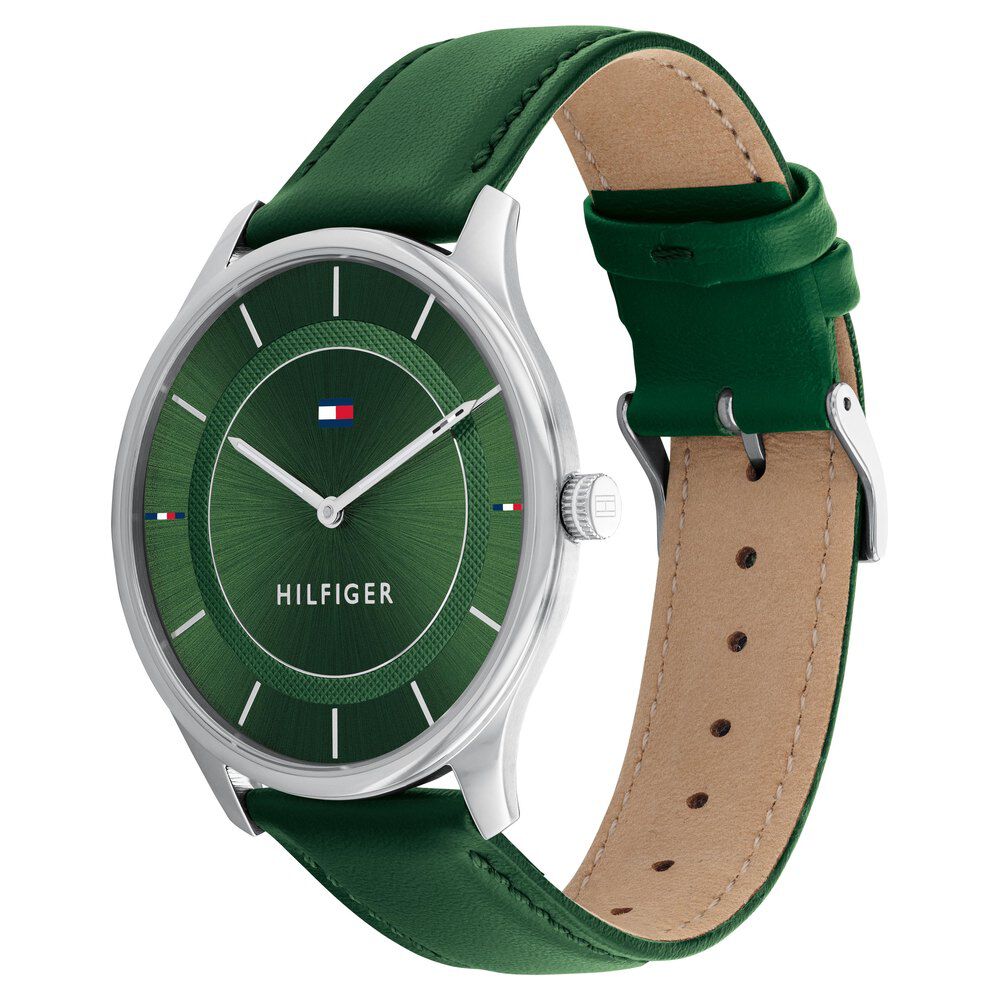 Tommy Hilfiger Quartz Analog Green Dial Leather Strap Watch For Women