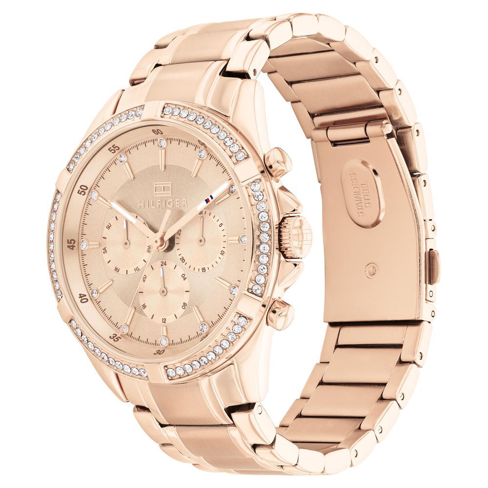 Tommy Hilfiger Quartz Analog Golden Dial Stainless Steel Strap Watch for Women NETH1782558