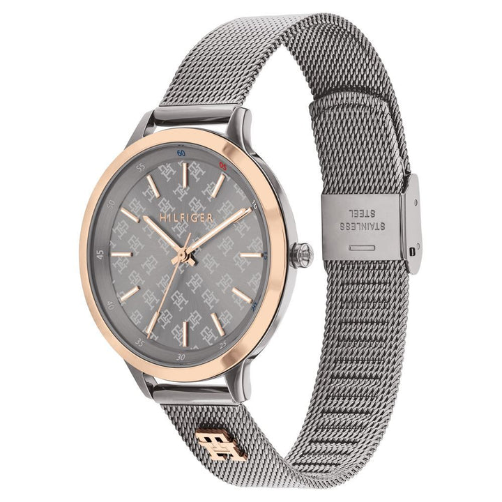 Tommy Hilfiger Grey Dial Grey Stainless Steel Strap Watch For Women