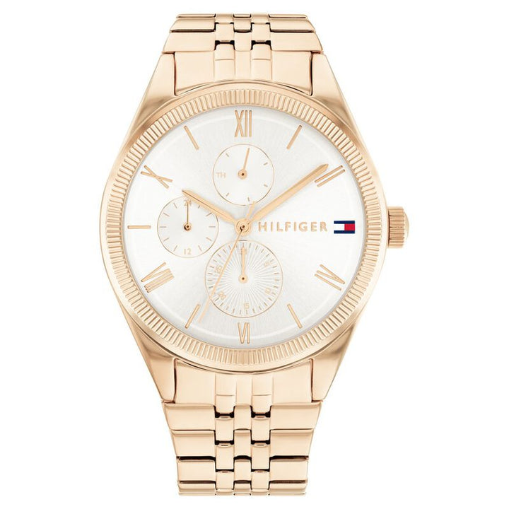 Tommy Hilfiger Silver Dial Golden Stainless Steel Strap Watch For Women