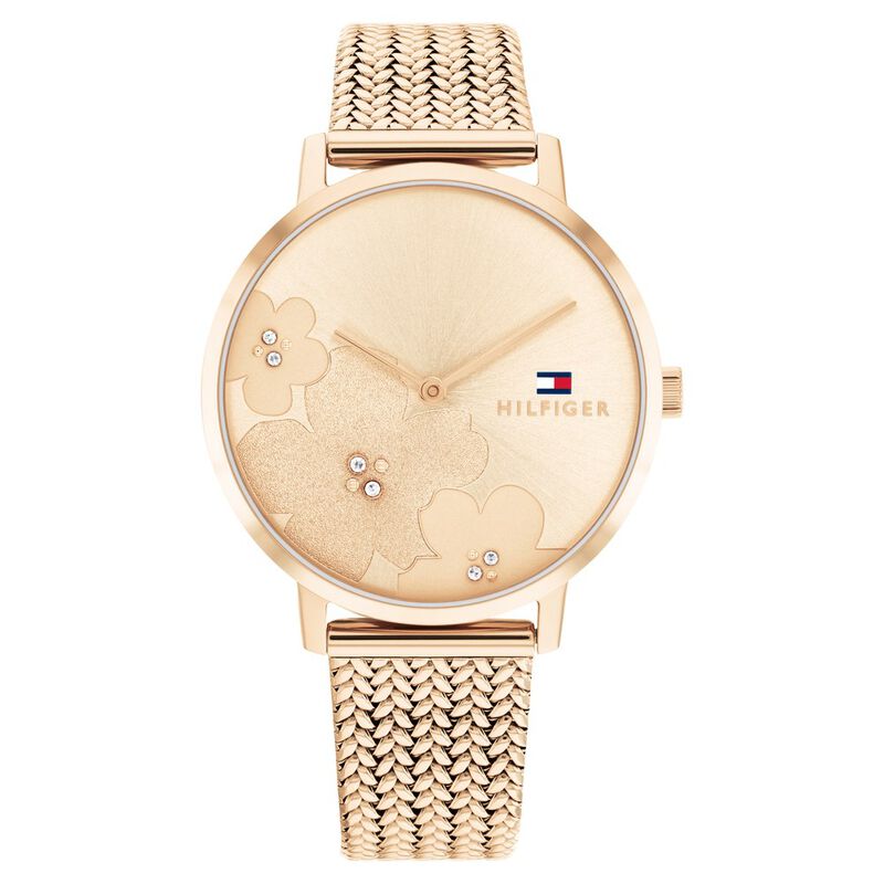 Tommy Hilfiger Quartz Analog Rose Gold Dial Stainless Steel Strap Watch For Women