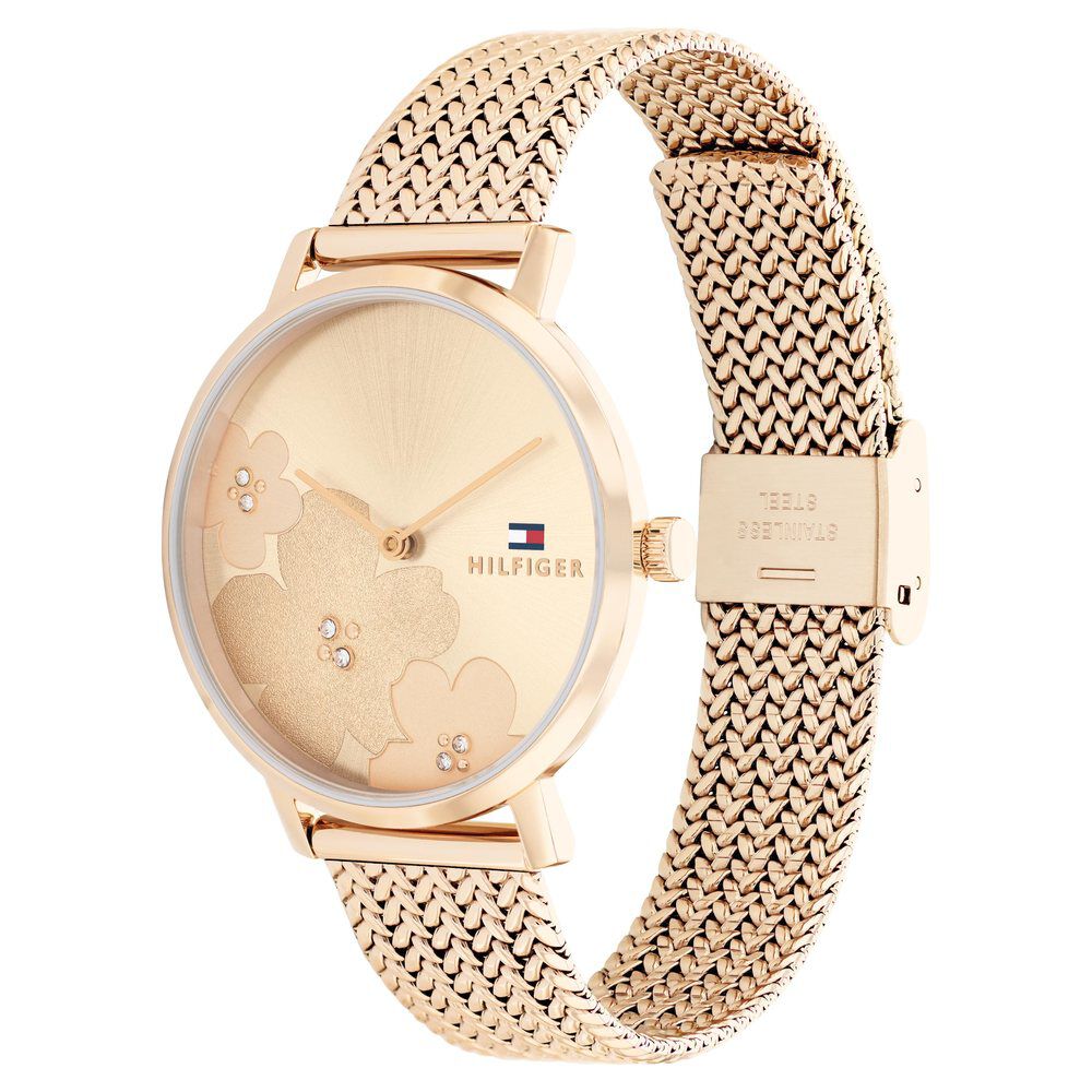 Tommy Hilfiger Quartz Analog Rose Gold Dial Stainless Steel Strap Watch For Women
