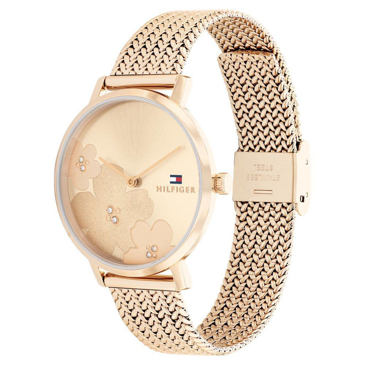 Tommy Hilfiger Quartz Analog Rose Gold Dial Stainless Steel Strap Watch For Women