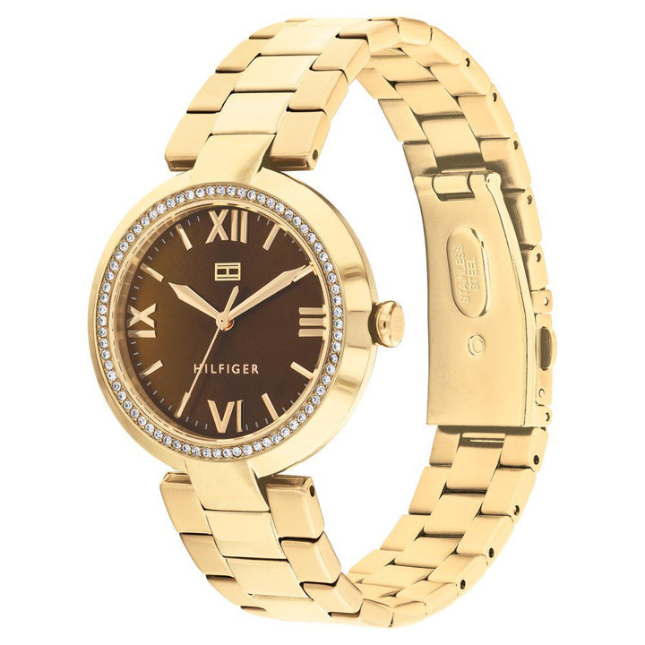 Tommy Hilfiger Quartz Analog Brown Dial Stainless Steel Strap Watch For Women