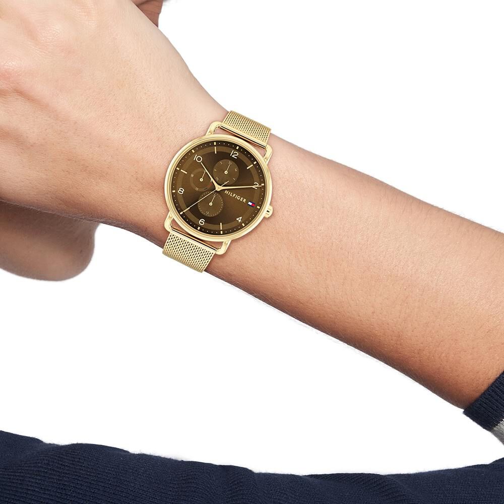 Tommy Hilfiger Quartz Multifunction Brown Stainless Steel Strap For Women