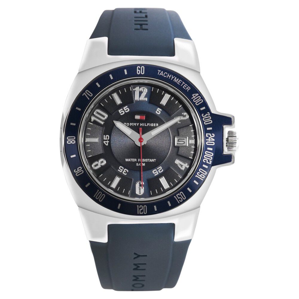 Tommy Hilfiger Quartz Analog with Date Blue Dial Silicone Strap Watch for Men-NDTH1790483W
