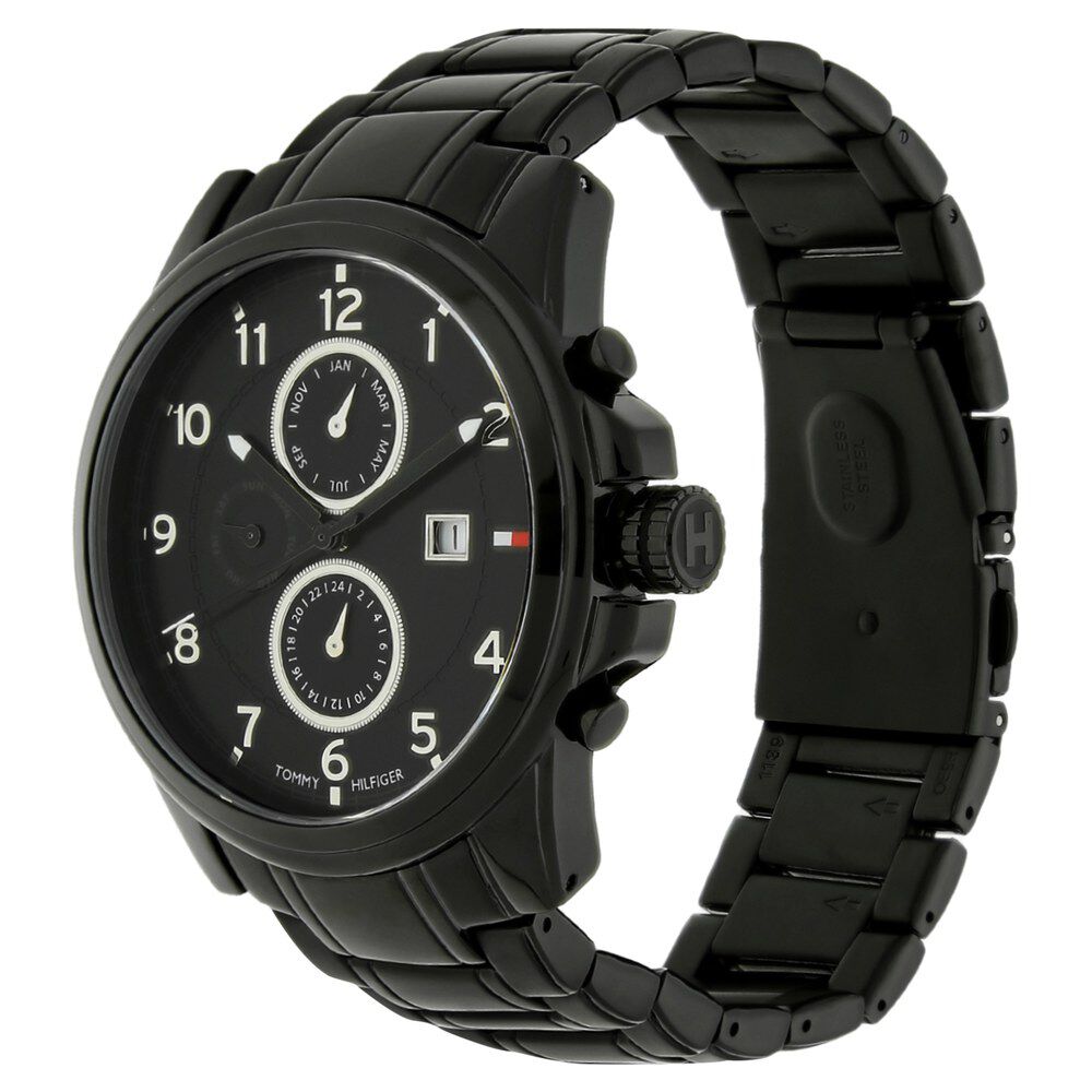 Tommy Hilfiger Quartz Analog with Day and Date Black Dial Metal Strap Watch for Men-NCTH1790961