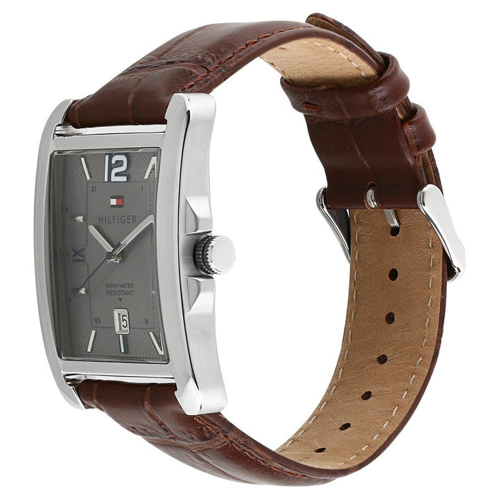 Tommy Hilfiger Quartz Analog Grey Dial Leather Strap Watch for Men-NCTH1791199