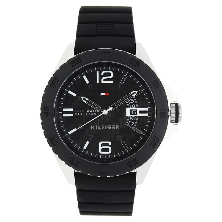 Tommy Hilfiger Quartz Analog Black Dial Silicone Strap Watch for Men-NCTH1791203W