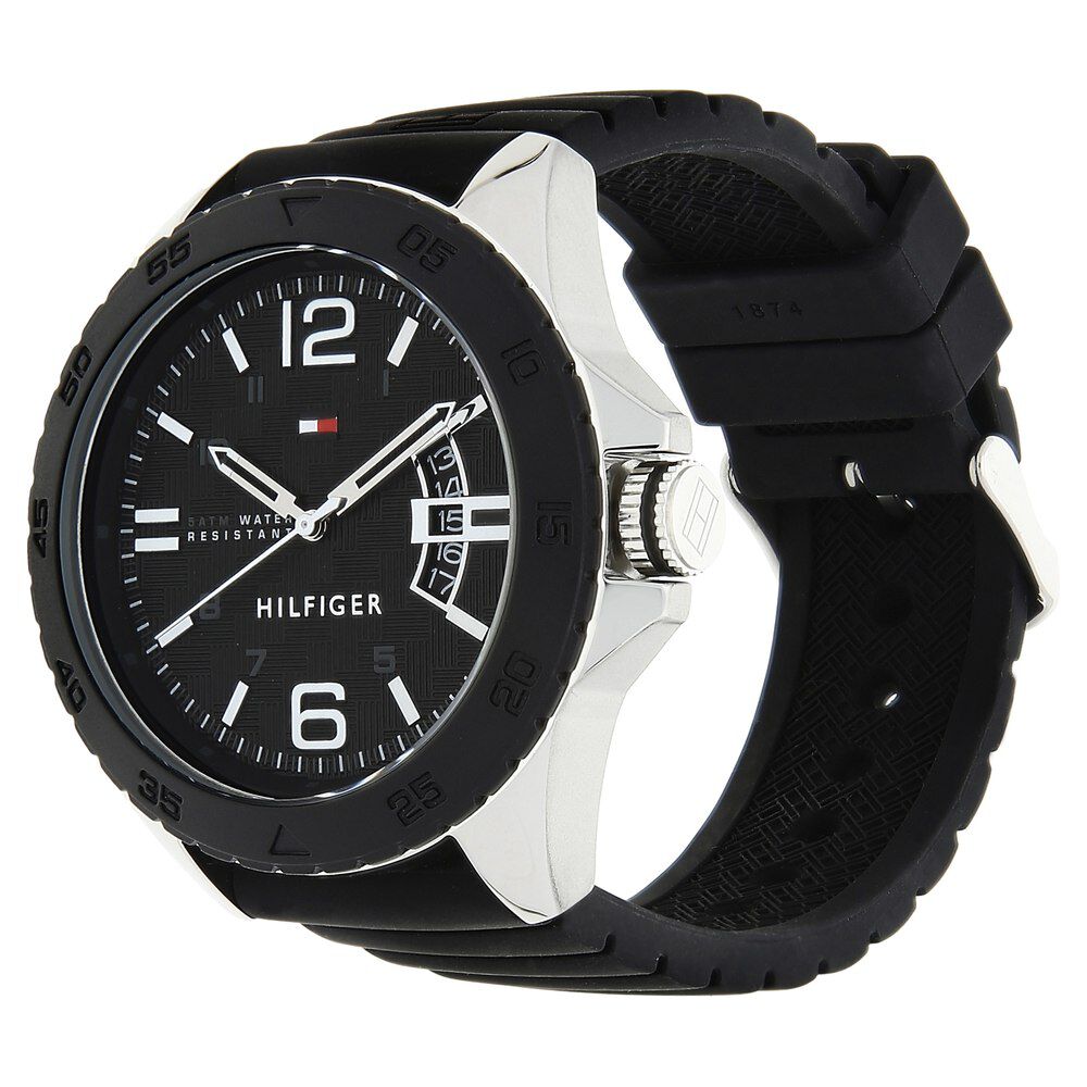 Tommy Hilfiger Quartz Analog Black Dial Silicone Strap Watch for Men-NCTH1791203W