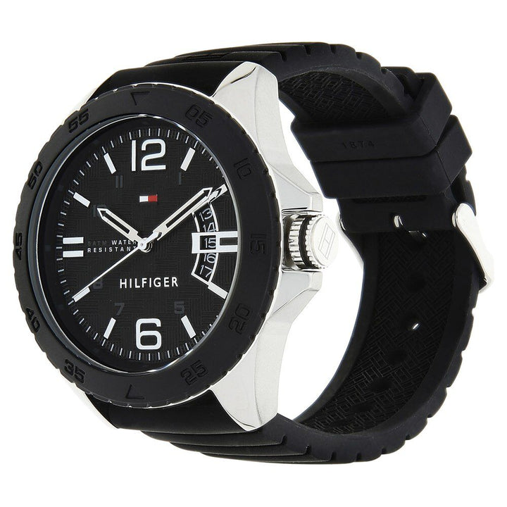 Tommy Hilfiger Quartz Analog Black Dial Silicone Strap Watch for Men-NCTH1791203W