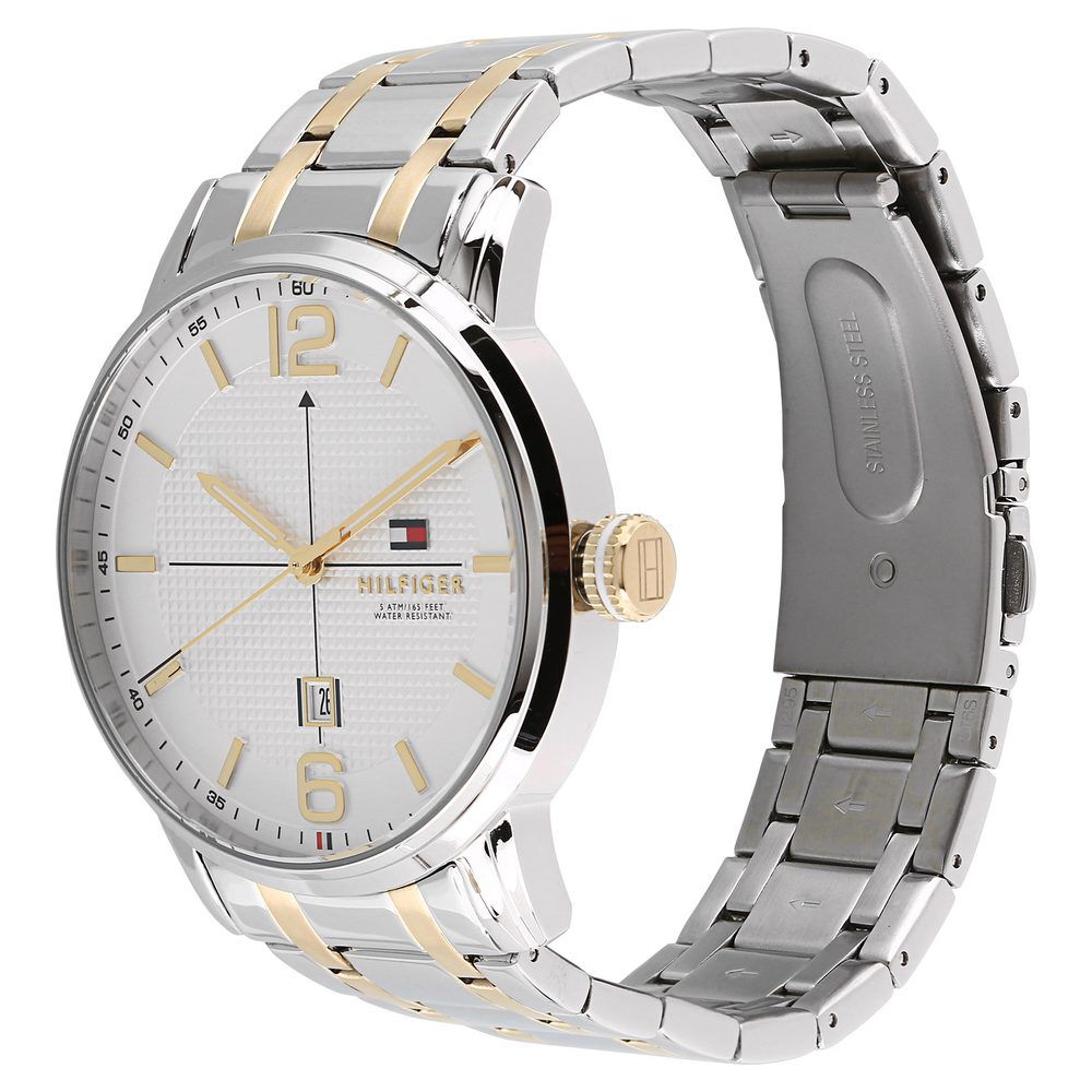 Tommy Hilfiger Quartz Analog with Date White Dial Metal Strap Watch for Men-NCTH1791214W