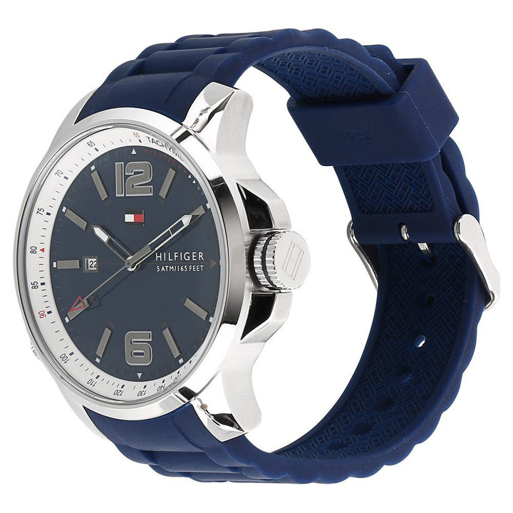 Tommy Hilfiger Quartz Analog with Day and Date Blue Dial Silicone Strap Watch for Men-TH1791220
