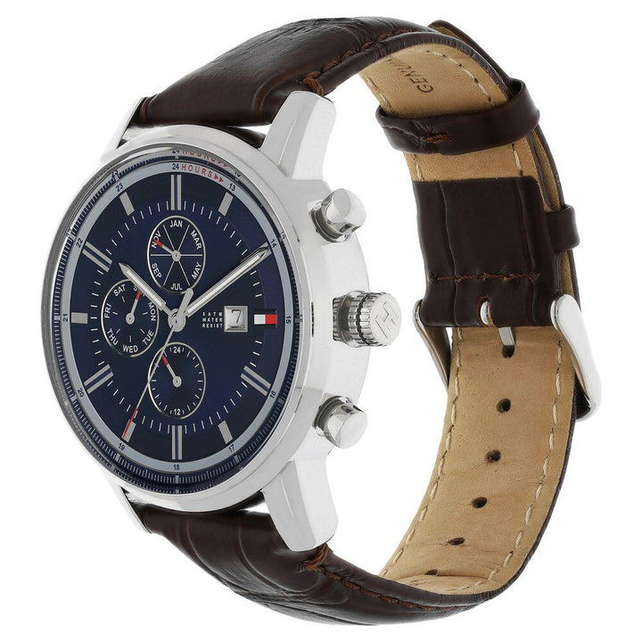 Tommy Hilfiger Quartz Multifunction Blue Dial Leather Strap Watch for Men-NCTH1791244