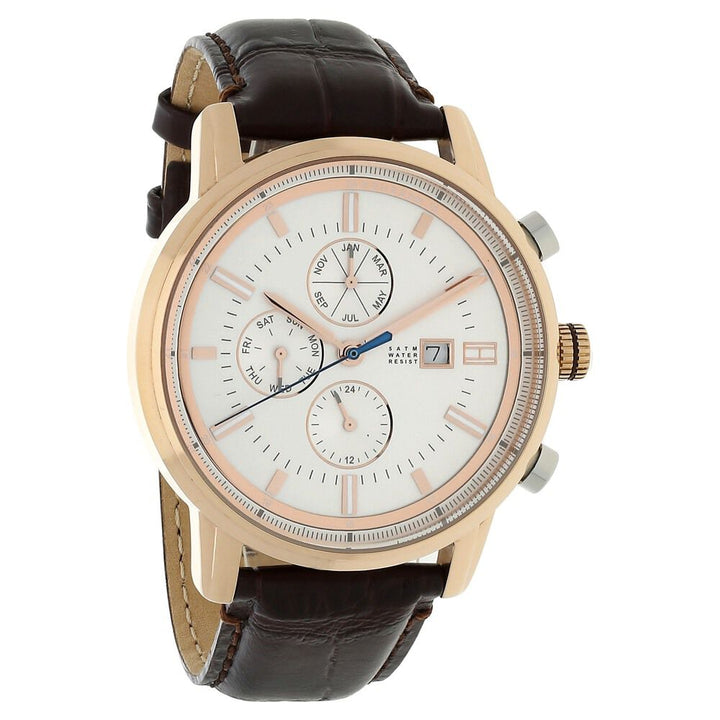 Tommy Hilfiger Quartz Multifunction Silver Dial Leather Strap Watch for Men-TH1791246J