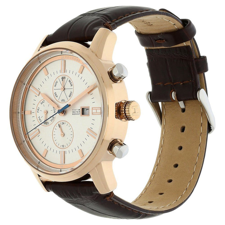 Tommy Hilfiger Quartz Multifunction Silver Dial Leather Strap Watch for Men-TH1791246J