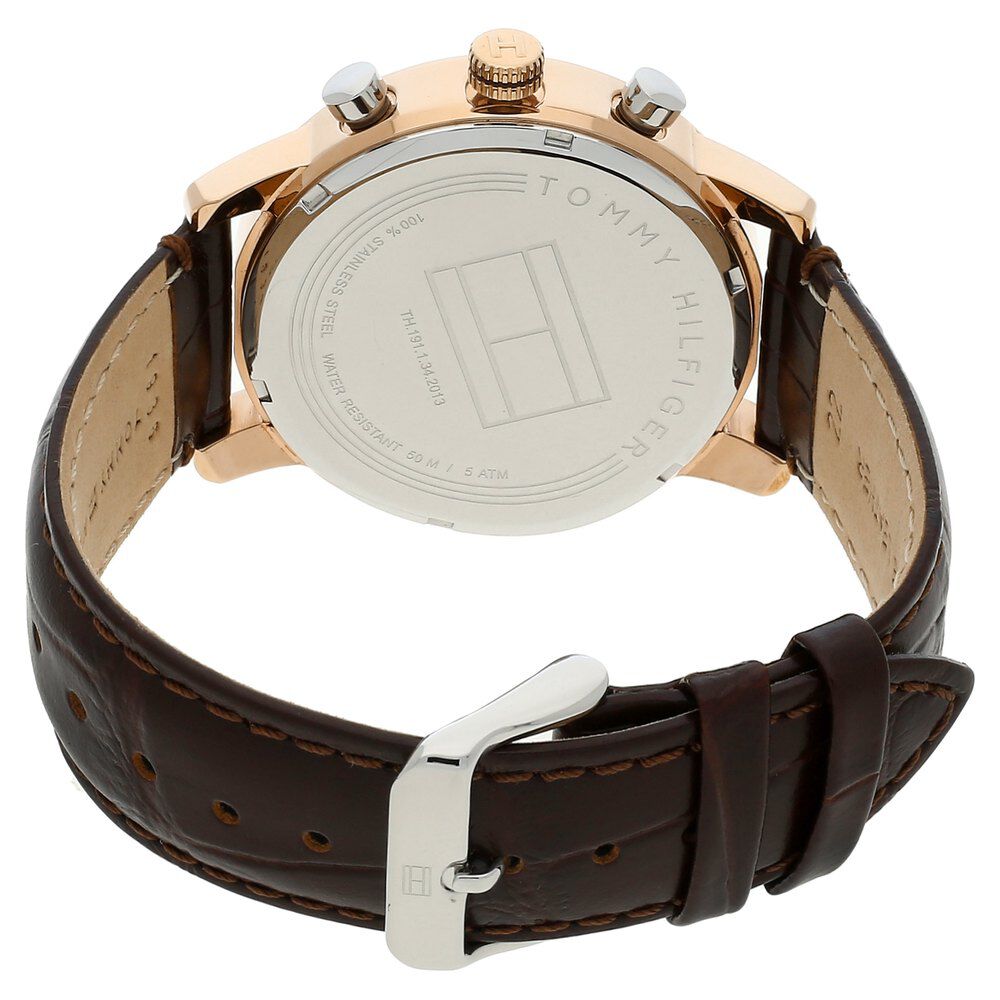 Tommy Hilfiger Quartz Multifunction Silver Dial Leather Strap Watch for Men-TH1791246J