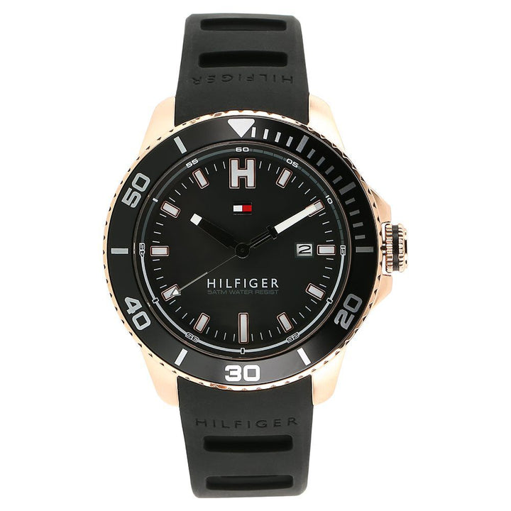 Tommy Hilfiger Quartz Analog with Date Black Dial Silicone Strap Watch for Men-NCTH1791266