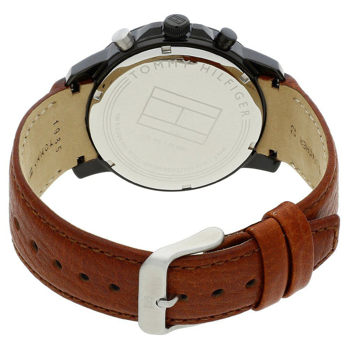 Tommy Hilfiger Quartz Multifunction Black Dial Leather Strap Watch for Men-NTH1791269