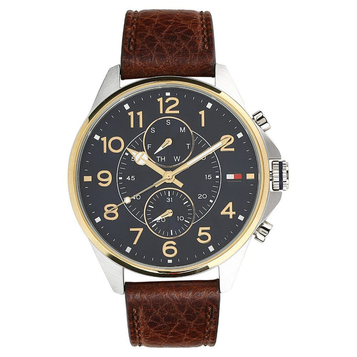 Tommy Hilfiger Quartz Multifunction Blue Dial Leather Strap Watch for Men-NCTH1791275W
