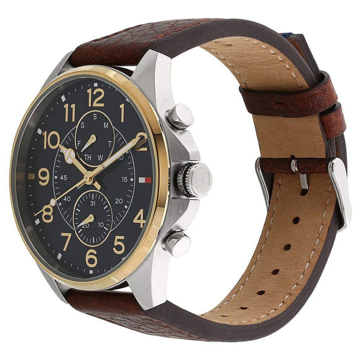 Tommy Hilfiger Quartz Multifunction Blue Dial Leather Strap Watch for Men-NCTH1791275W
