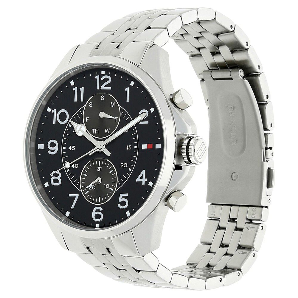 Tommy Hilfiger Quartz Multifunction Black Dial Metal Strap Watch for Men-TH1791276J