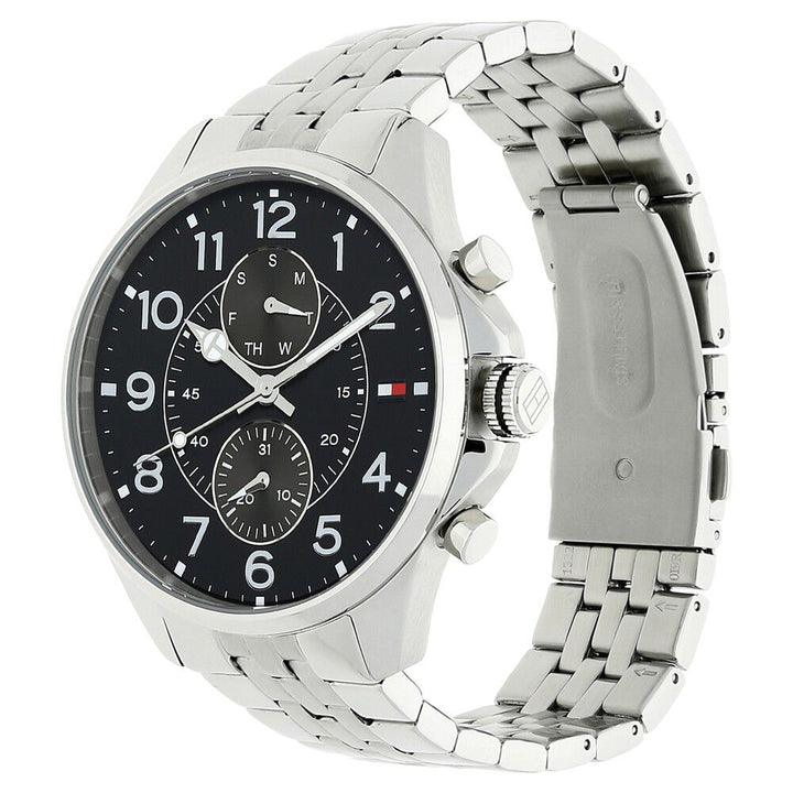 Tommy Hilfiger Quartz Multifunction Black Dial Metal Strap Watch for Men-TH1791276J