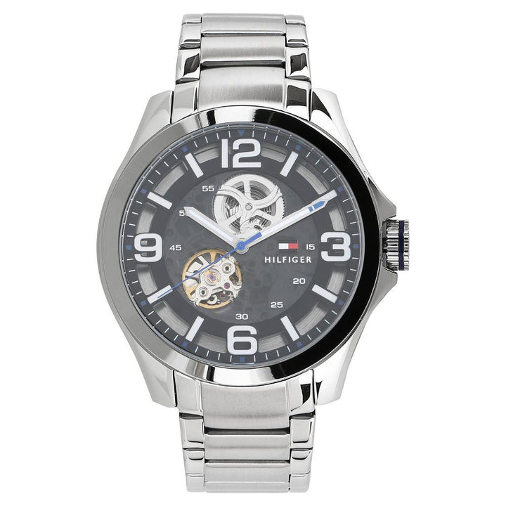 Tommy Hilfiger Automatic Black Dial Stainless Steel Strap Watch for Men-NCTH1791281