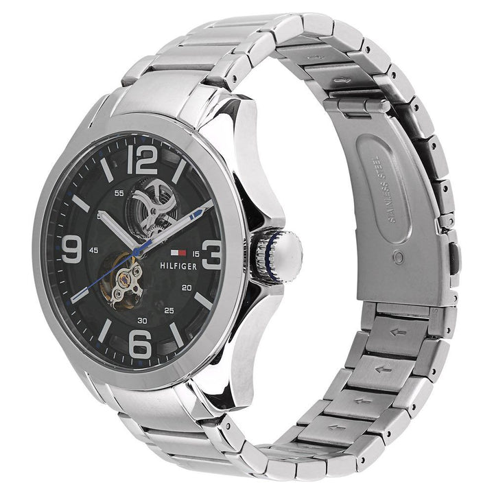 Tommy Hilfiger Automatic Black Dial Stainless Steel Strap Watch for Men-NCTH1791281