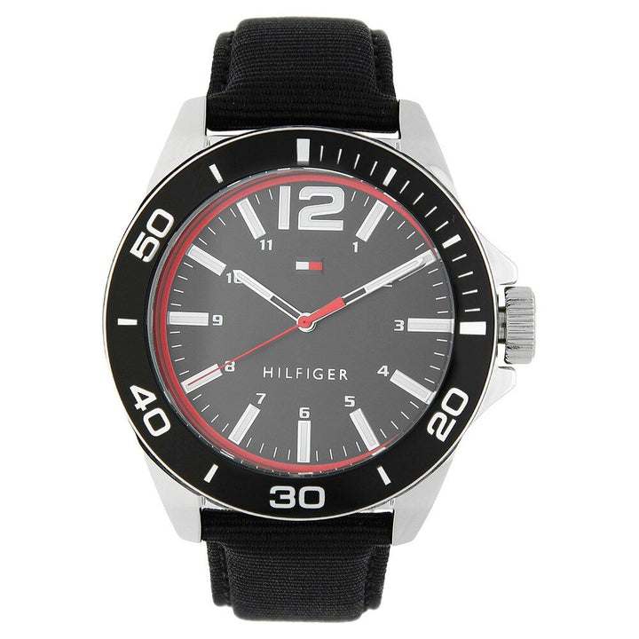 Tommy Hilfiger Quartz Analog Black Dial Fabric Strap Watch for Men-TH1791284J