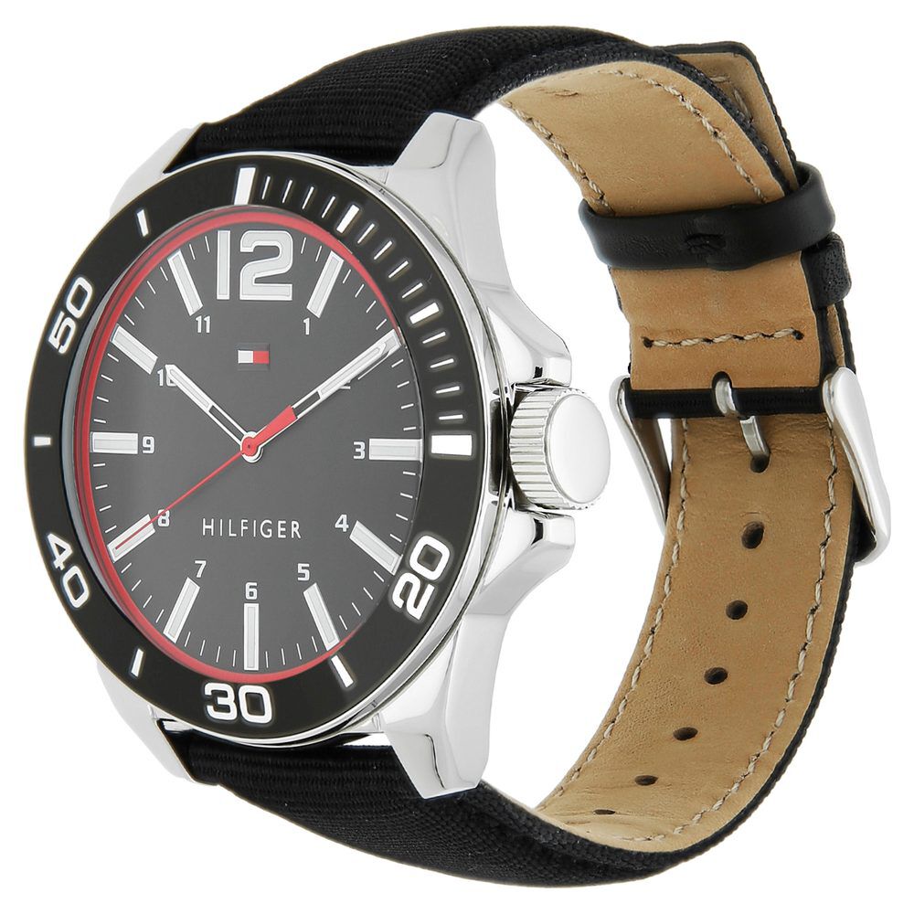 Tommy Hilfiger Quartz Analog Black Dial Fabric Strap Watch for Men-TH1791284J