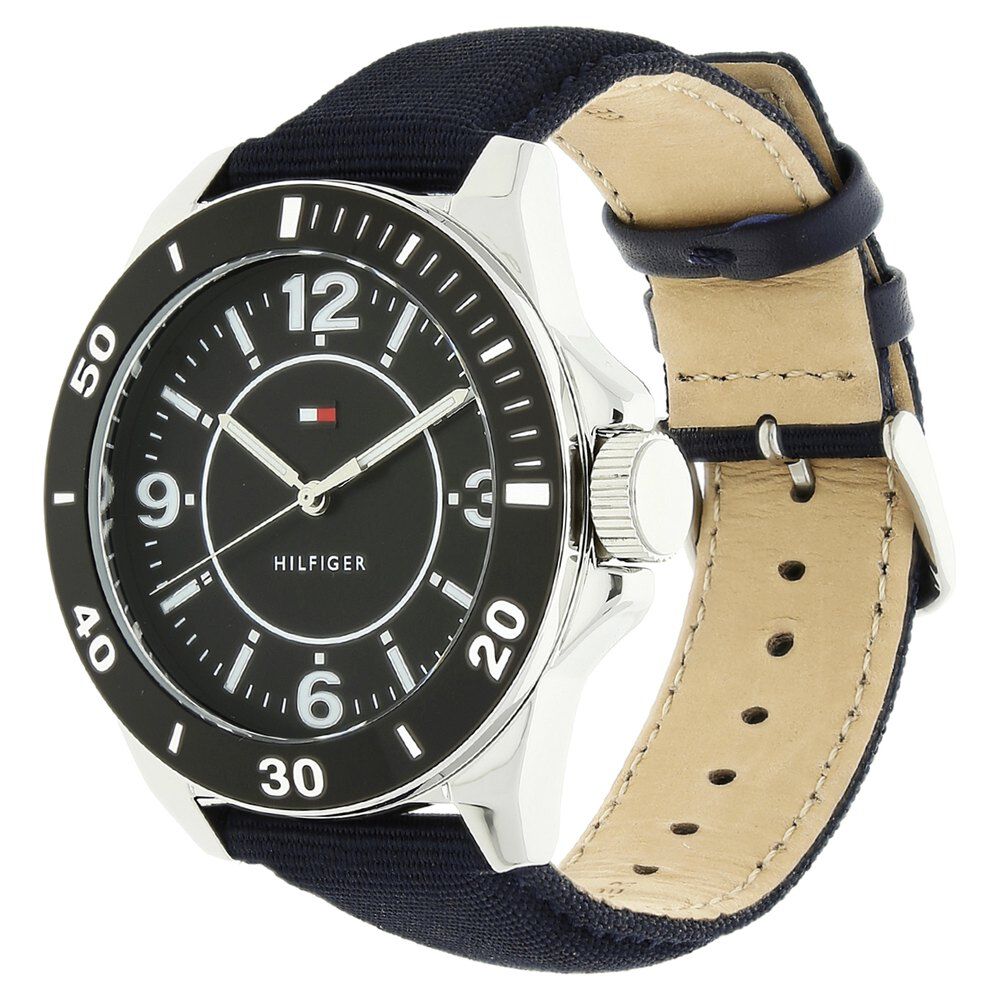 Tommy Hilfiger Quartz Analog Black Dial Leather Strap Watch for Men-TH1791285J