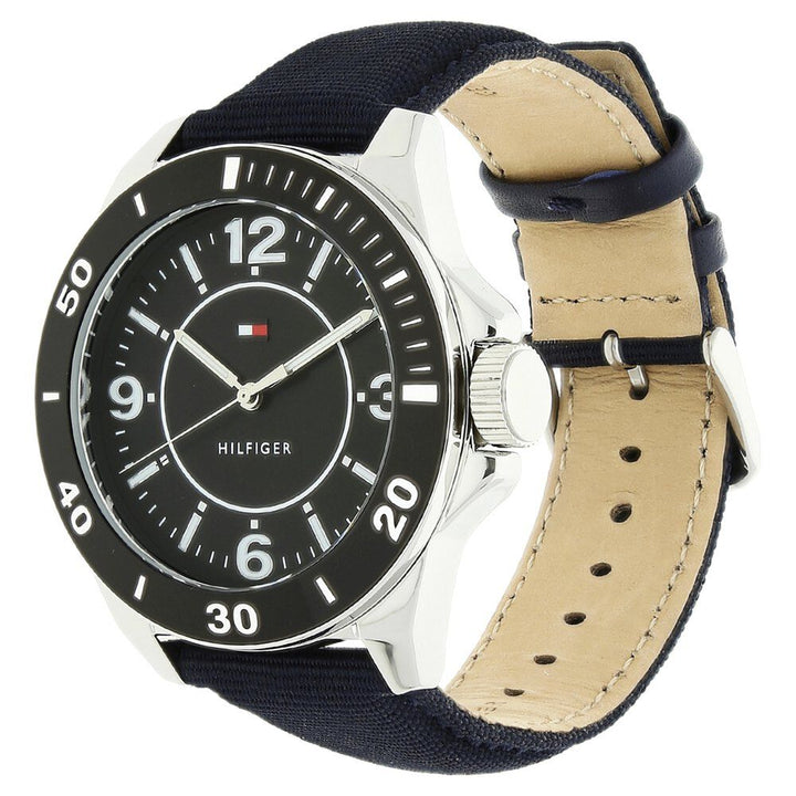 Tommy Hilfiger Quartz Analog Black Dial Leather Strap Watch for Men-TH1791285J