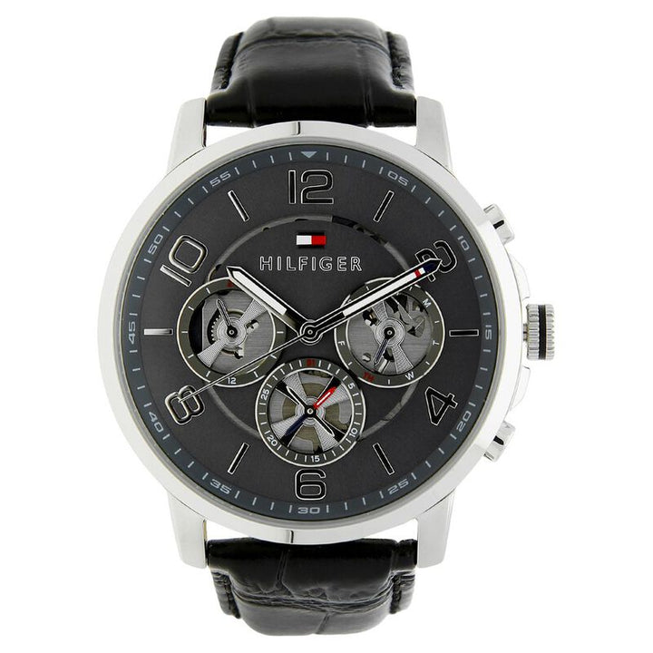 Tommy Hilfiger Quartz Analog Grey Dial Leather Strap Watch For Men