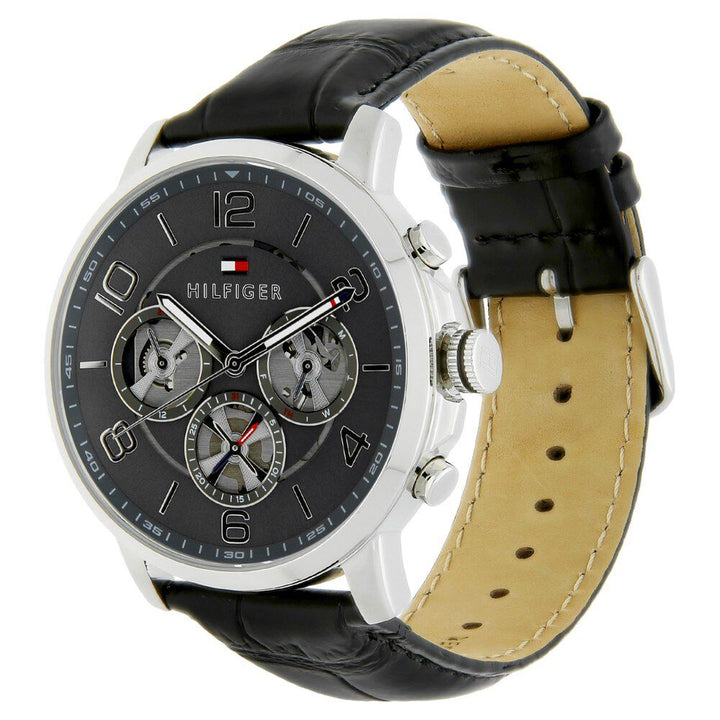 Tommy Hilfiger Quartz Analog Grey Dial Leather Strap Watch For Men