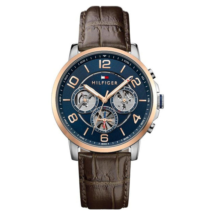 Tommy Hilfiger Quartz Multifunction Blue Dial Leather Strap Watch for Men-NCTH1791290W