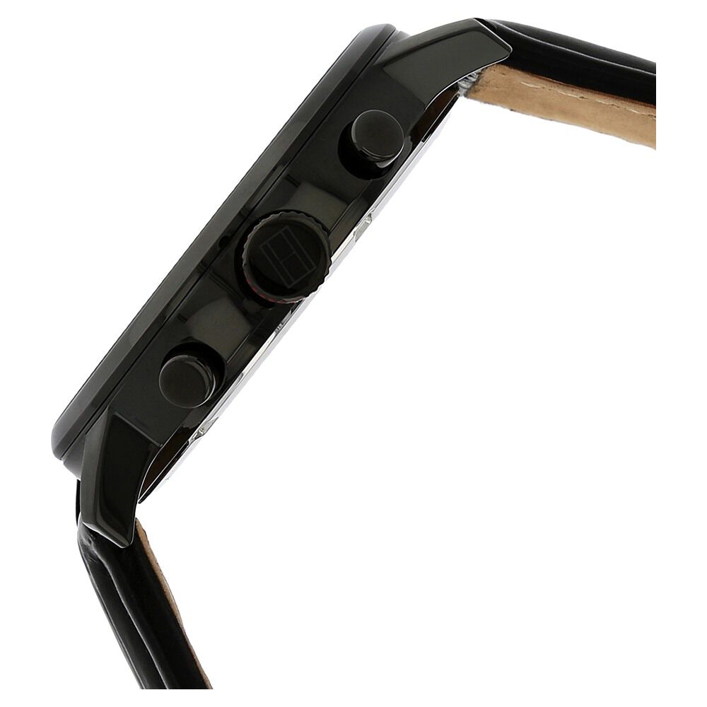 Tommy Hilfiger Quartz Multifunction Black Dial Leather Strap Watch for Men-NTH1791310