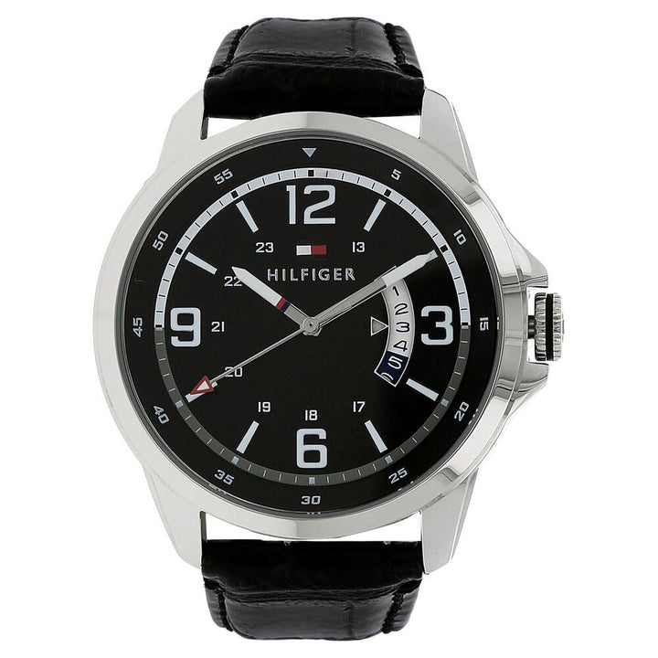 Tommy Hilfiger Quartz Analog Black Dial Leather Strap Watch for Men-TH1791321J